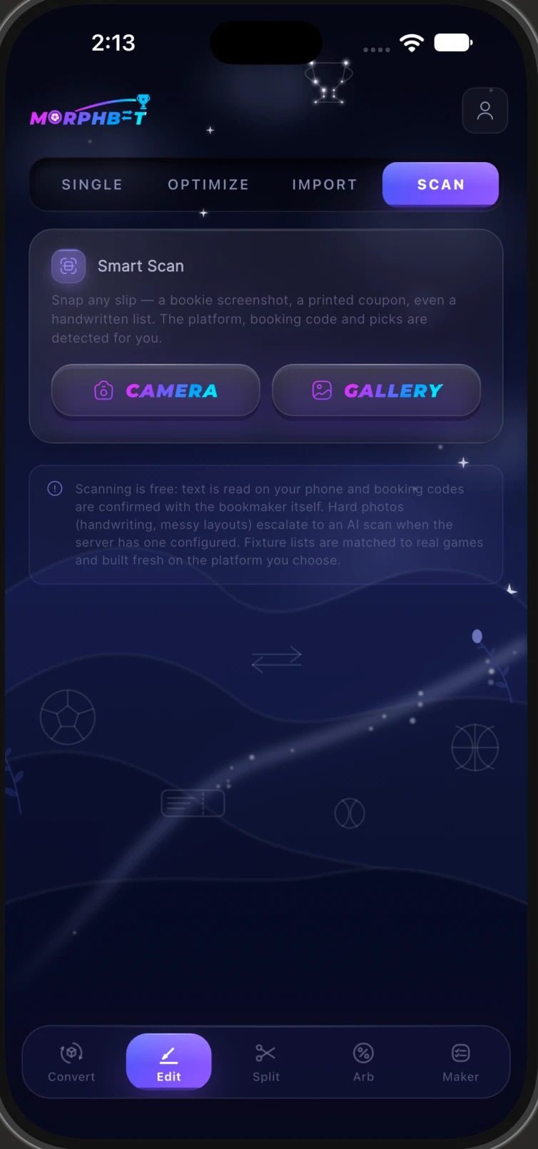 Smart Scan — snap any slip